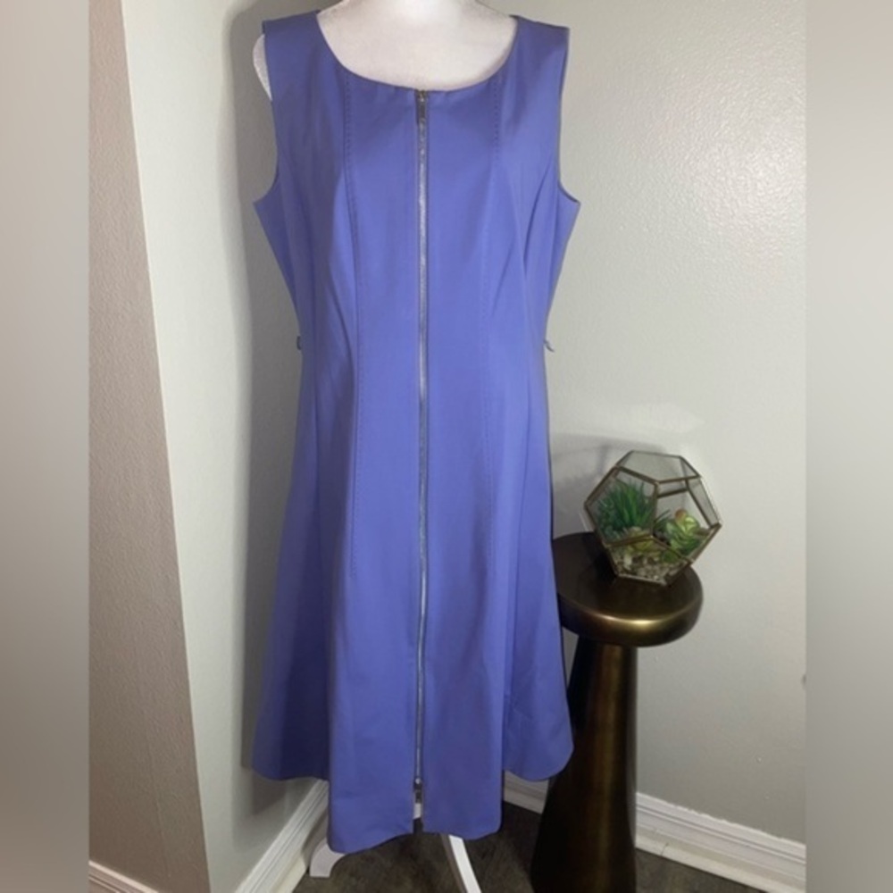 Lafayette 148 Blue Periwinkle Sleeveless Stretchy Shift Midi Dress Size XL